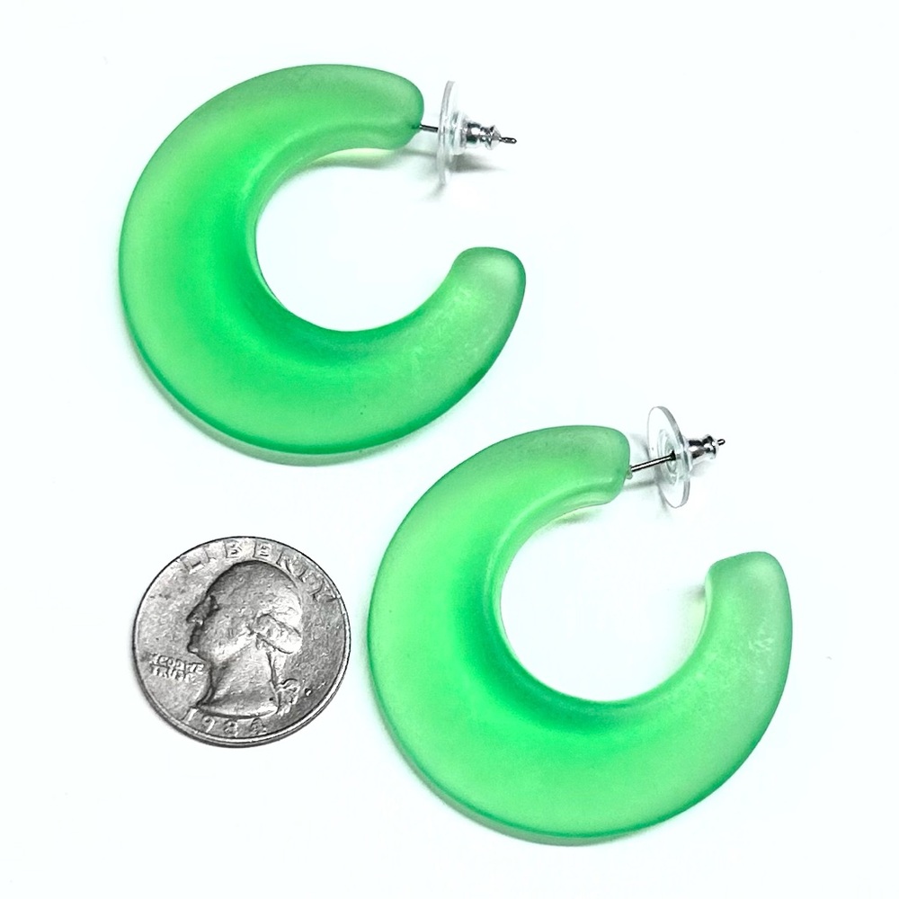 Vintage Lucite Earrings Green Hoop Earrings